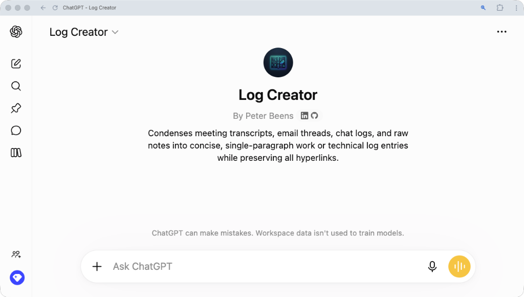 Log Creator Interface